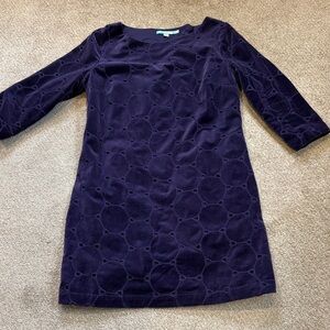 Boden Deep Purple Long Sleeve Velvet Dress